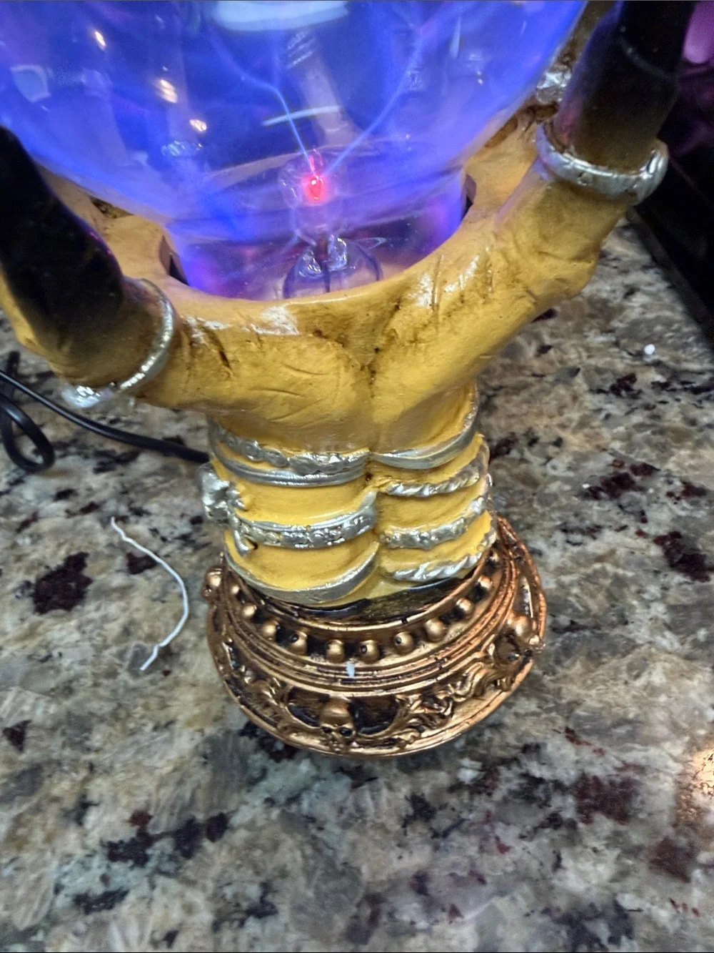 Decorative Yellow Hand Plasma Lantern with Blue-Purple Orb